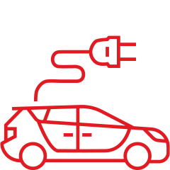 Red car and plug automotive connectors icon
