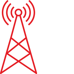 红色5G电信天线图标